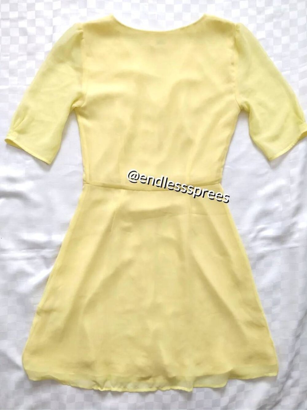 Aritzia Wilfred Freya Chiffon Button Down Dress Short Sleeve Yellow Midi Size - Picture 3 of 3